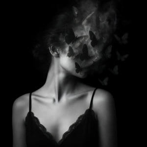 "Deep Black - Papillons n°2"